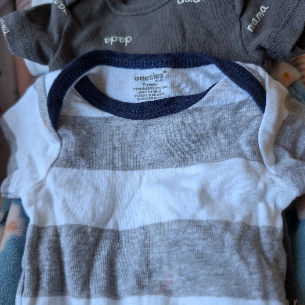 Gray and White Striped Baby Shirt